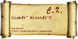 Czakó Kristóf névjegykártya
